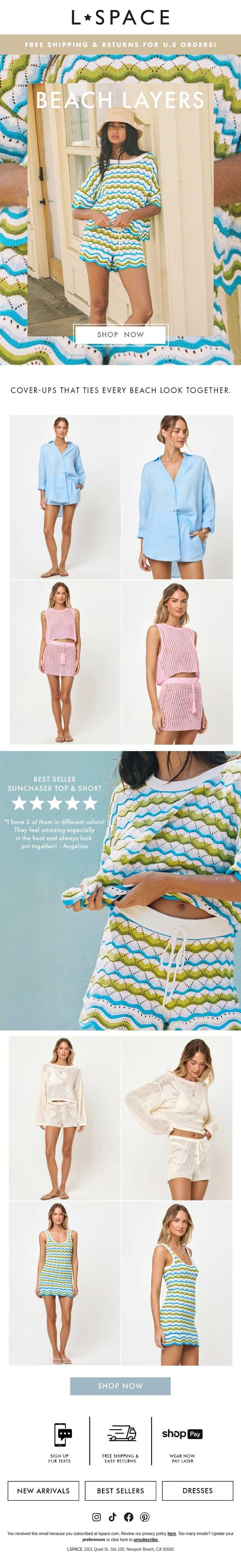 Our Best Selling Cover-Ups email from L*Space screenshot