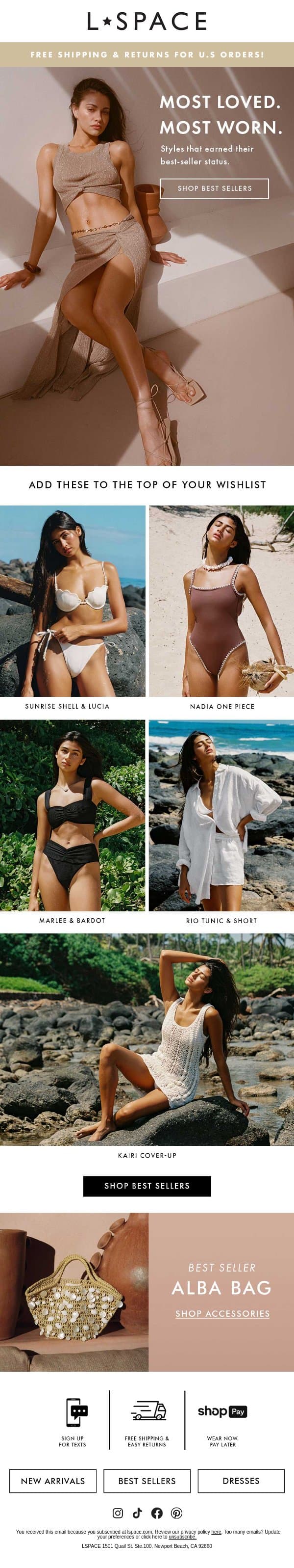 The One's You'll Wear On Repeat email from L*Space screenshot