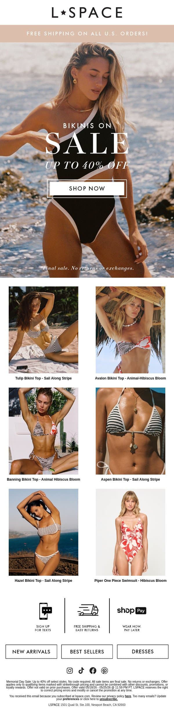Bikinis On Sale 👙 email from L*Space screenshot