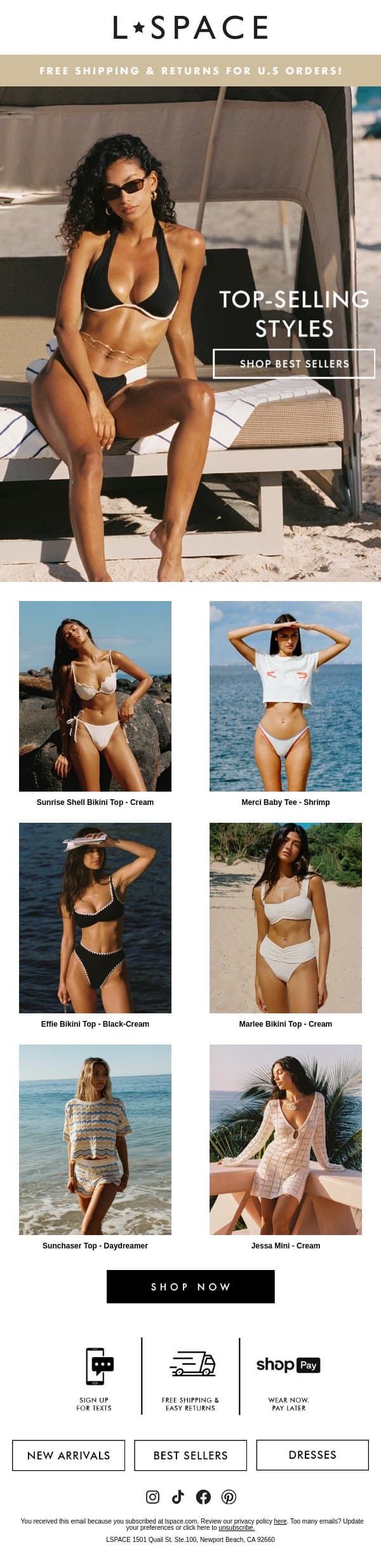 The Bikinis You'll Be Living In email from L*Space screenshot