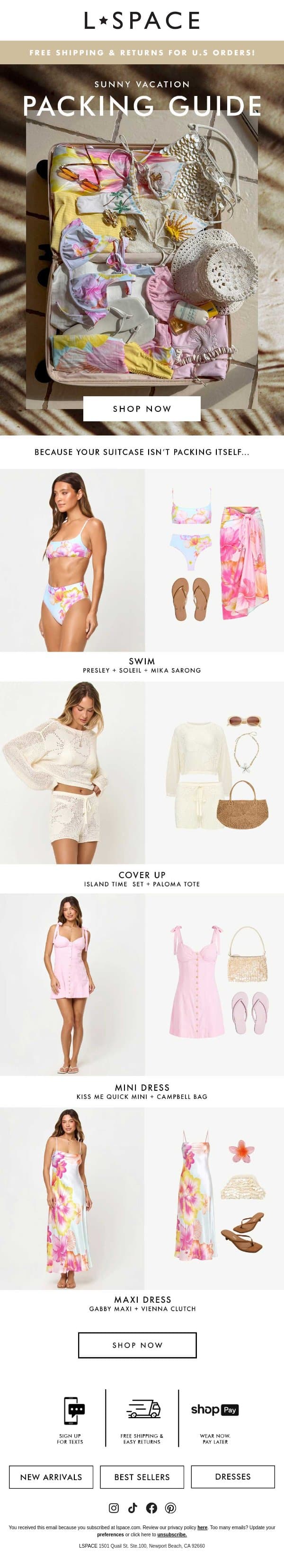 Packing Guide: Island Essentials email from L*Space screenshot