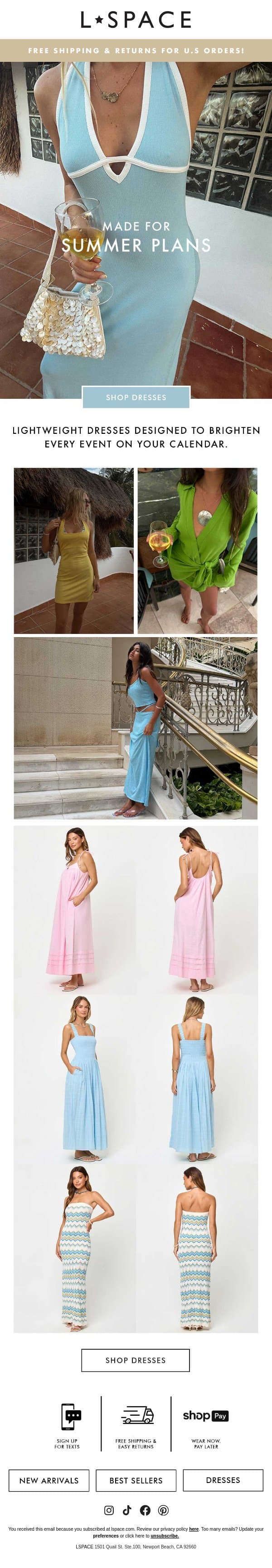 Summer's easiest outfit ☀️ email from L*Space screenshot