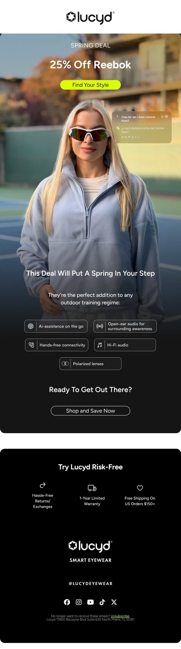 Put a spring in your step with 25% off Reebok email from Lucyd screenshot