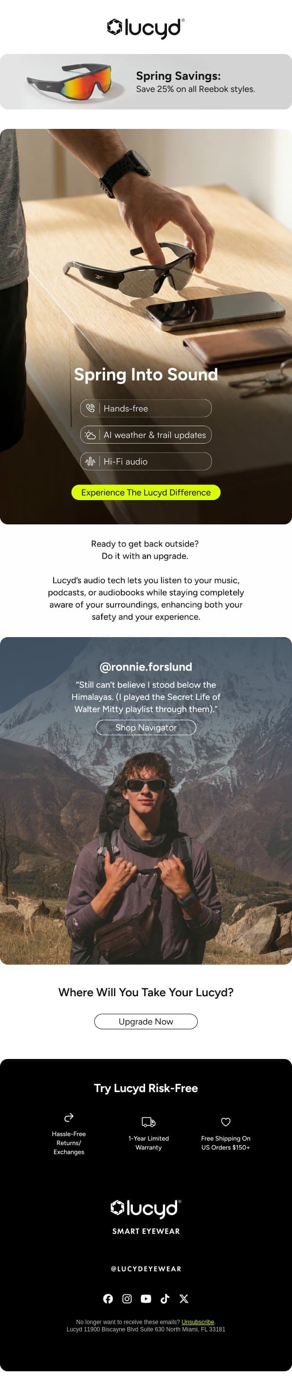 It’s time to get outside 🌼 email from Lucyd screenshot