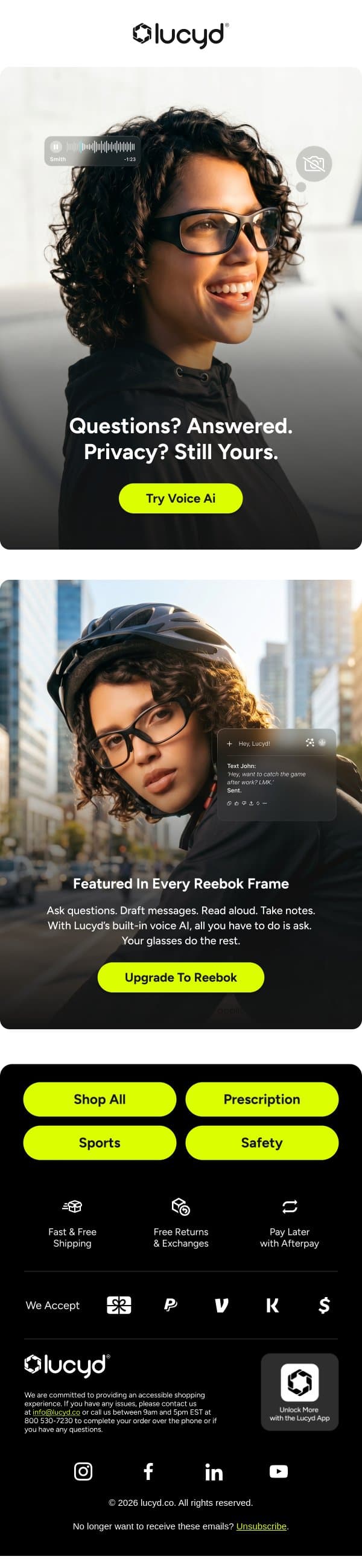 Ask and your glasses will answer email from Lucyd screenshot
