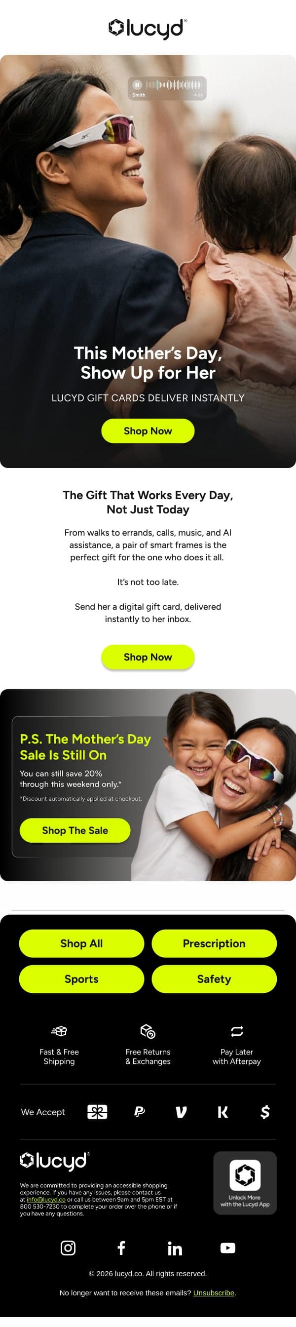 2 Days ‘til Mother's Day. email from Lucyd screenshot