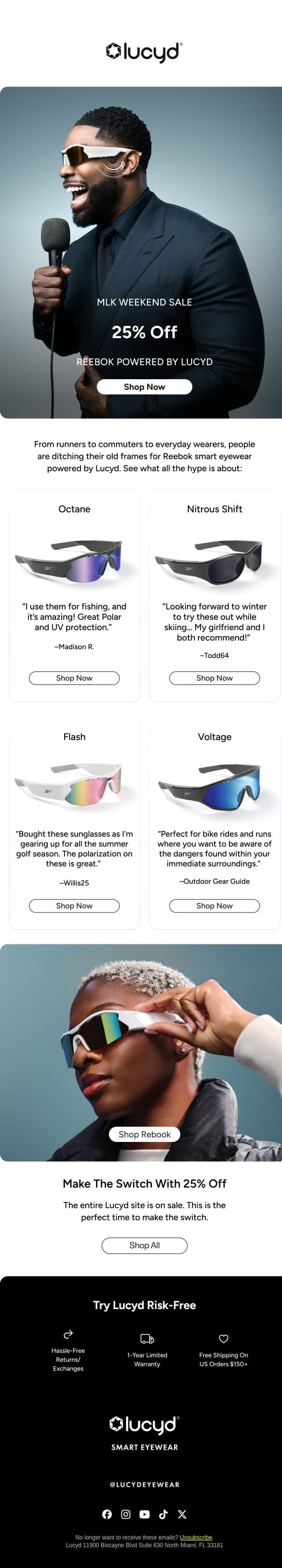 Why EVERYONE is switching to Reebok smart eyewear email from Lucyd screenshot