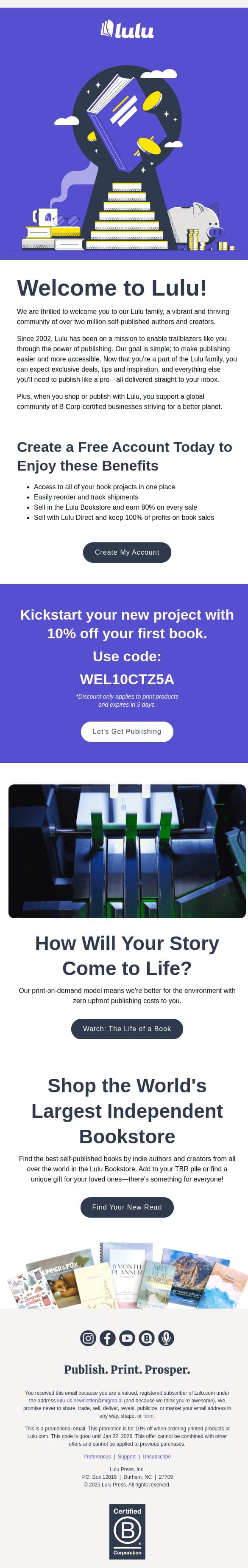 Welcome To Lulu! 👋 email from Lulu screenshot