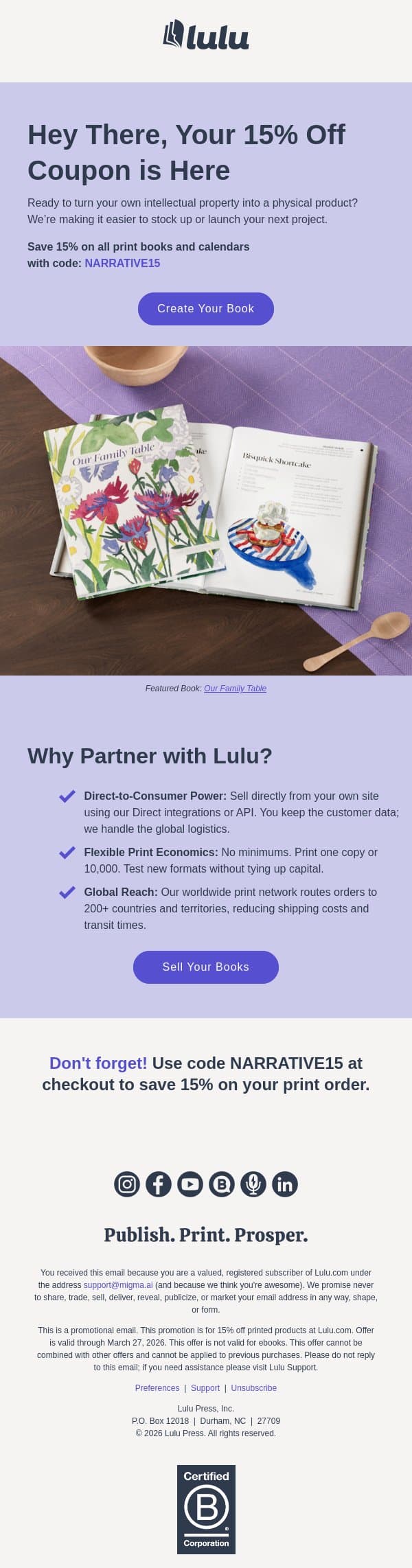 🌞 Today’s a Good Day for 15% Off email from Lulu screenshot