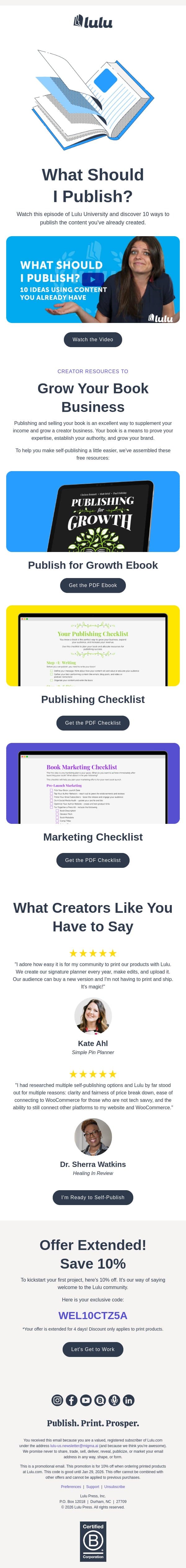 10 Ideas to Publish Content You Already Have email from Lulu screenshot
