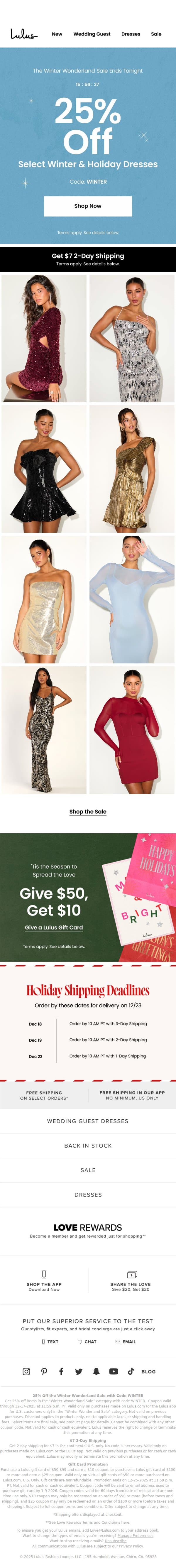 Ends Soon: Winter Clothing On Sale 🎁 email from Lulus screenshot
