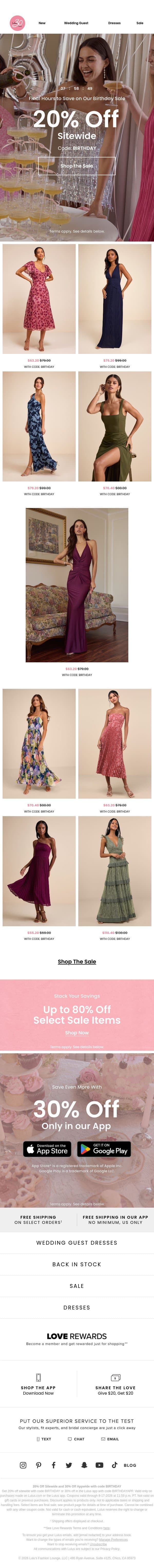 DO 🎉 NOT 🎉 MISS 🎉 THIS 🎉 SALE 🎉​ email from Lulus screenshot