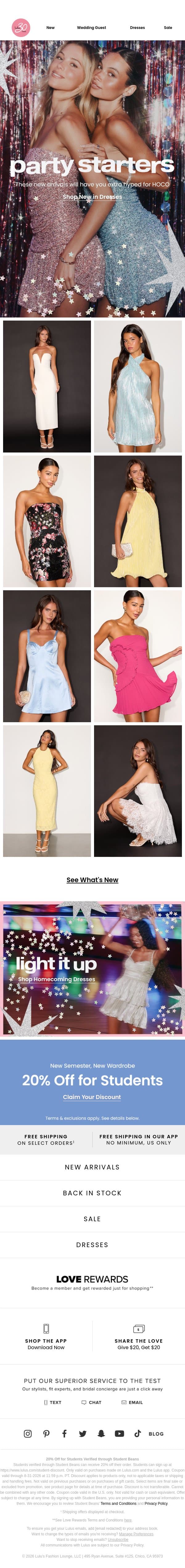 SHINY AND NEW DRESSES 💖 email from Lulus screenshot