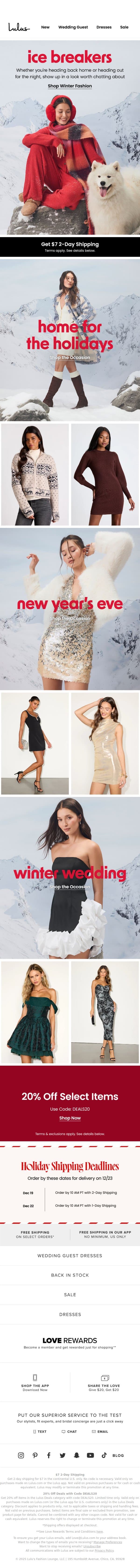 Winter Outfits to Wear Right Now ❄️ email from Lulus screenshot
