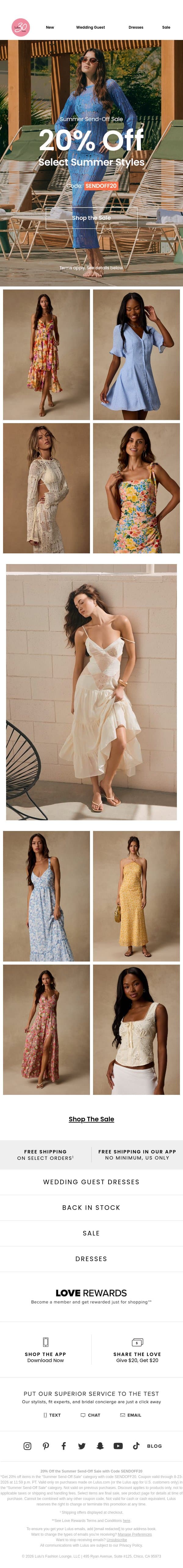 The Summer Send-Off Sale Starts Now 🌅 email from Lulus screenshot