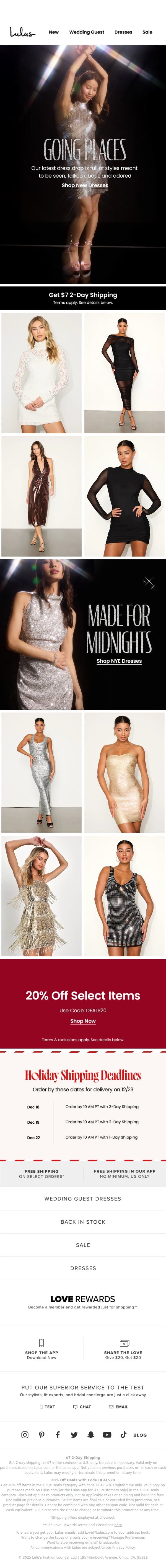 New Winter Dresses ❄️ email from Lulus screenshot