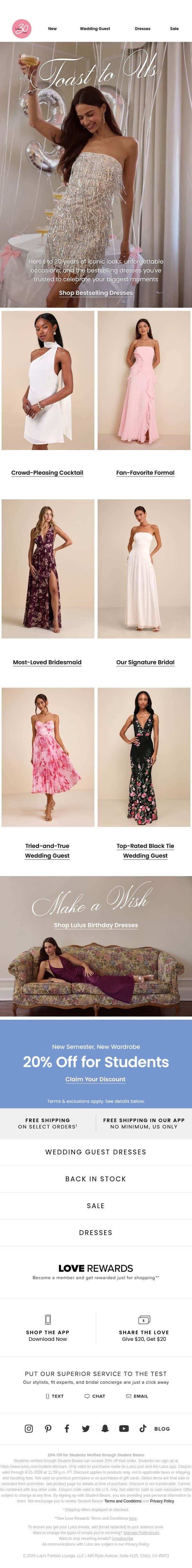 Best of the Bestselling Dresses 💖 email from Lulus screenshot