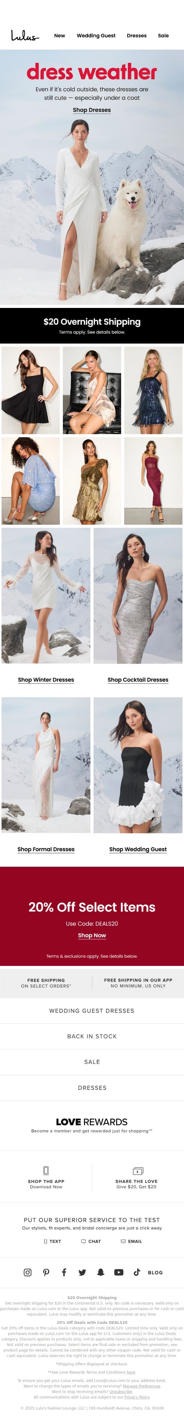 ❄️ Winter Dresses ❄️ email from Lulus screenshot