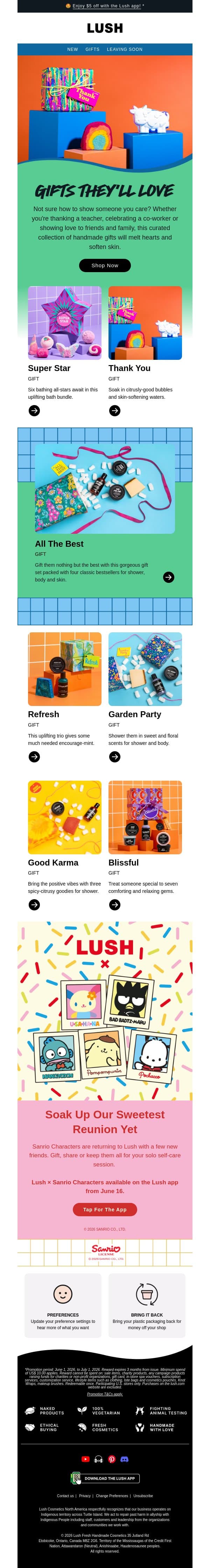 🍎 Thank you gifts email from Lush screenshot