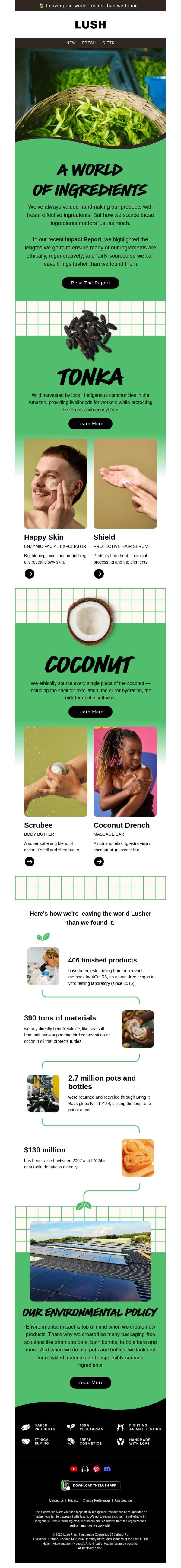 🍃 Leaving the world Lusher than we found it email from Lush screenshot