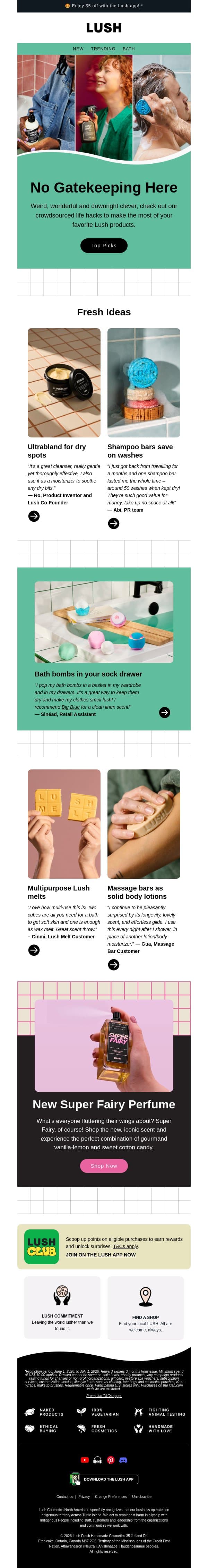 Bath bombs in the sock drawer? email from Lush screenshot
