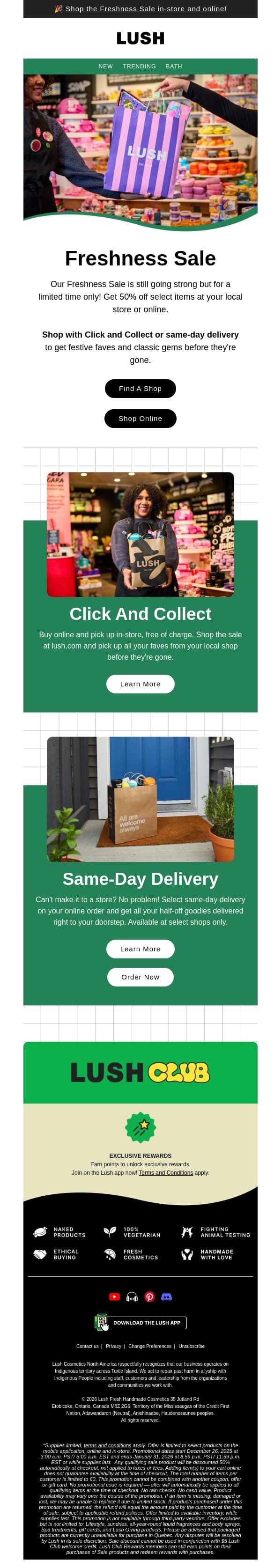 🛍️ 50% off goodies at your convenience! email from Lush screenshot