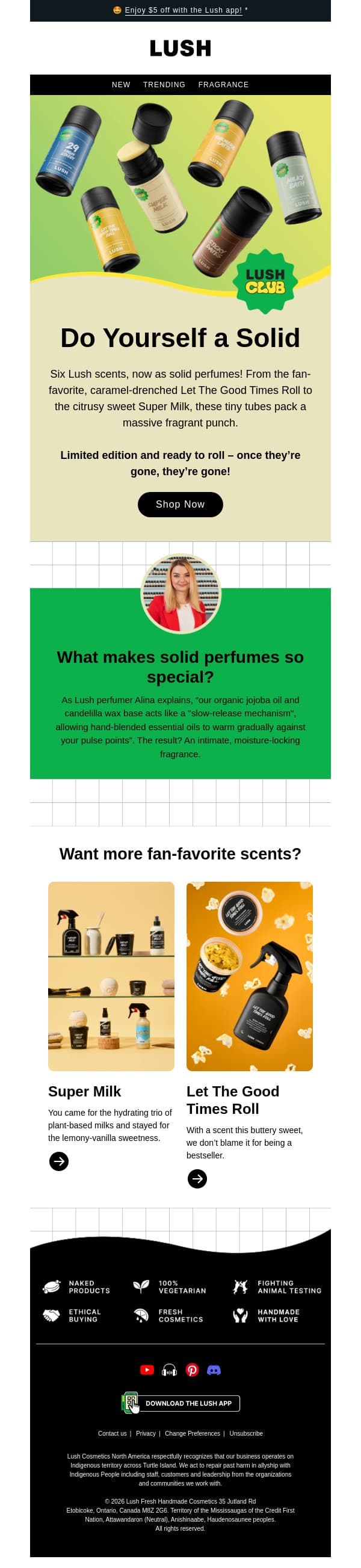 Taking scent-er stage email from Lush screenshot