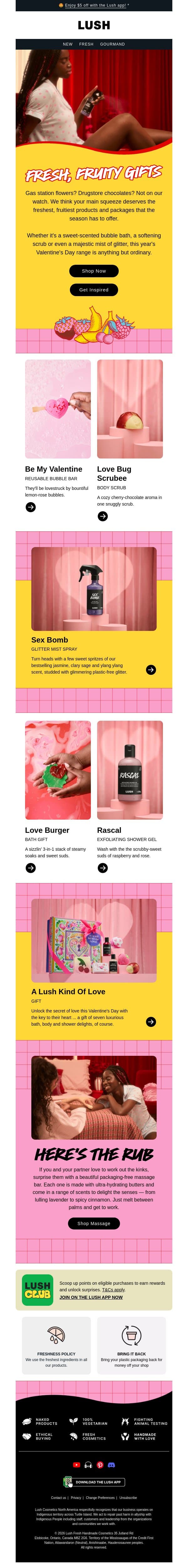 💝 Gifts for your main squeeze email from Lush screenshot