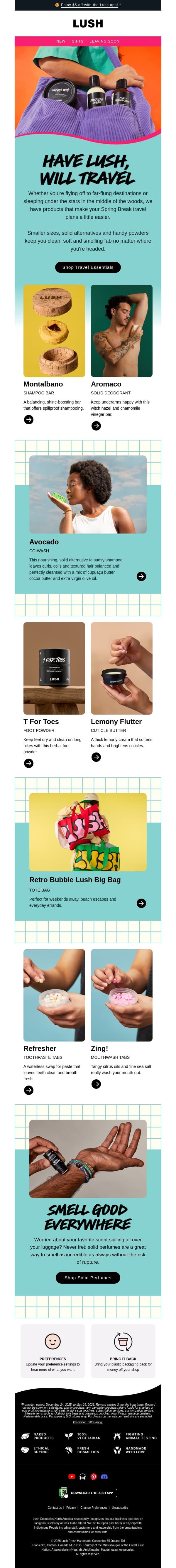 Going somewhere? 🛩 email from Lush screenshot