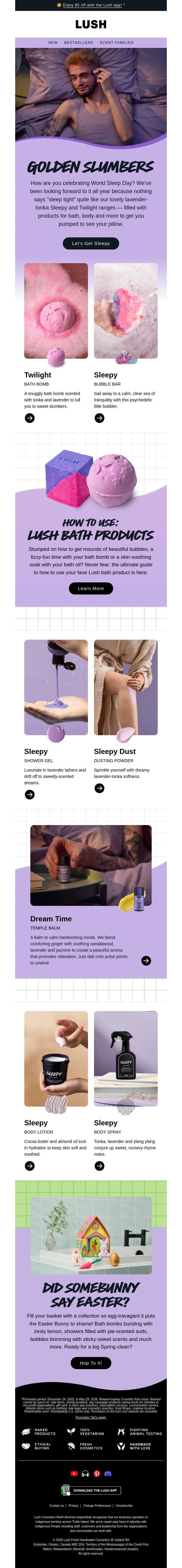 🌙 Celebrate World Sleep Day 🛏 email from Lush screenshot