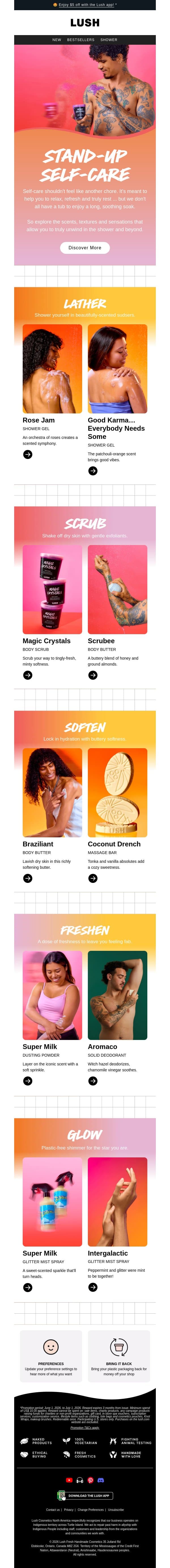 Shower in self-care 🚿 email from Lush screenshot