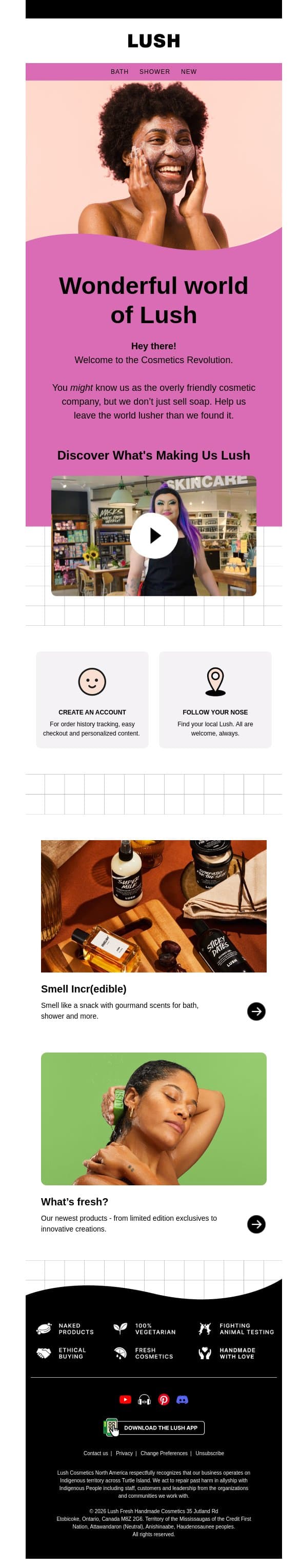 Welcome to the Cosmetics Revolution 🫧 email from Lush screenshot