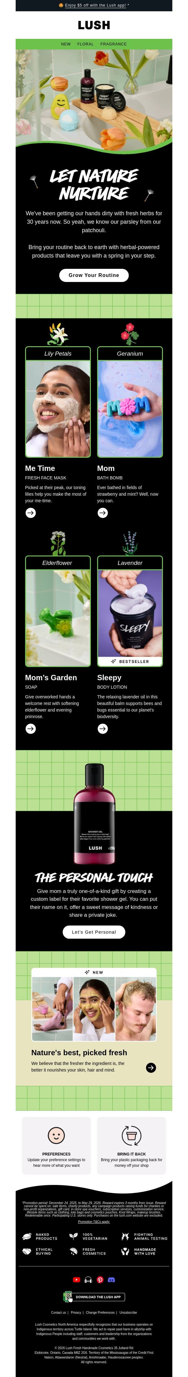 Botany in your bathroom 🌿 email from Lush screenshot