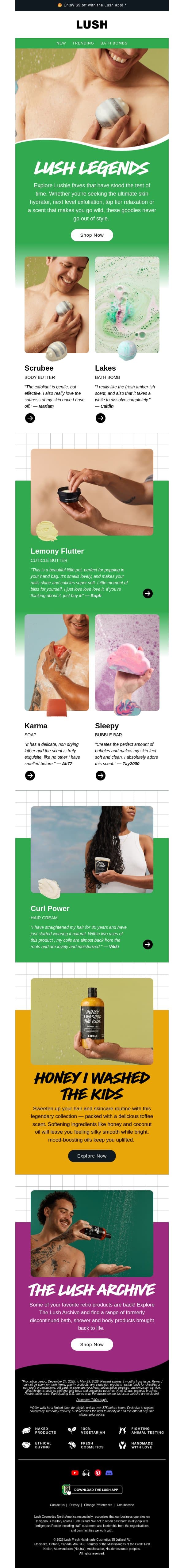 Cult classics 🤩 email from Lush screenshot