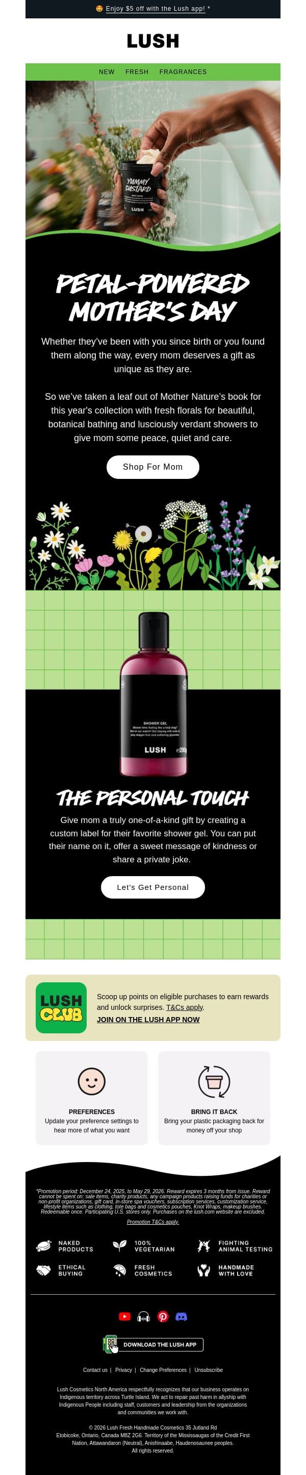 Ready for Mom's big day? email from Lush screenshot