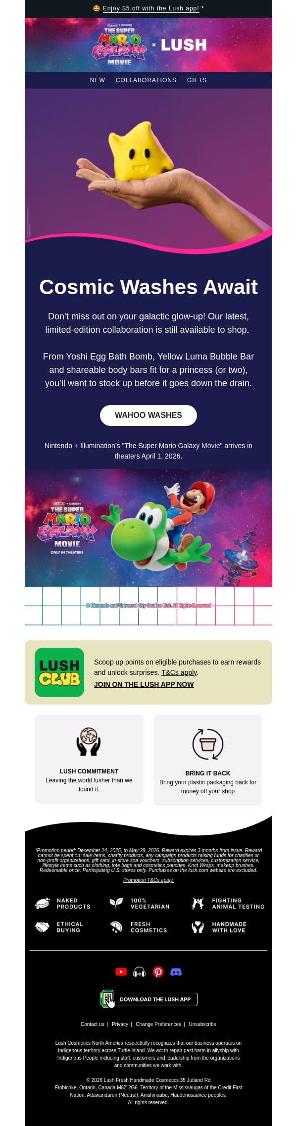 Super Mario Galaxy Movie × Lush email from Lush screenshot