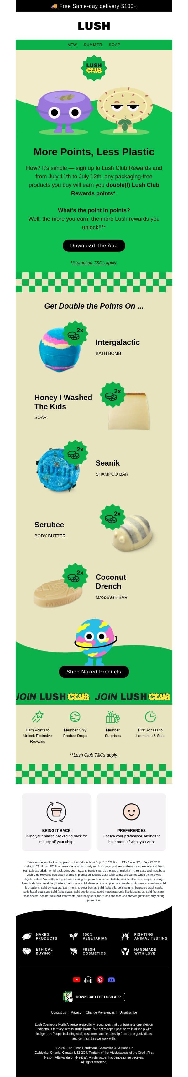 Zero packaging. Double points. email from Lush screenshot