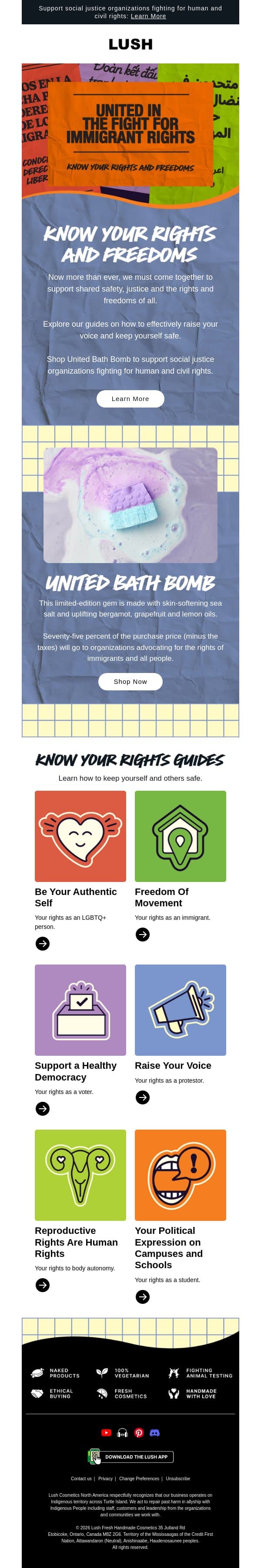 🏠 Fight for immigrant rights email from Lush screenshot