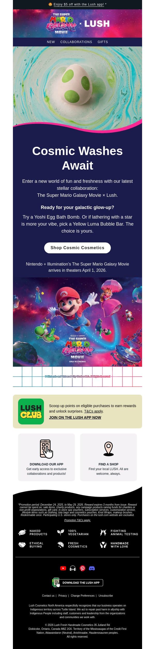 The Super Mario Galaxy Movie × Lush email from Lush screenshot