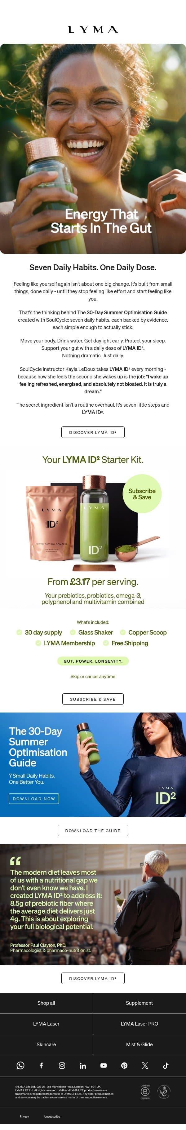 This Summer, Feel Your Best. email from LYMA screenshot