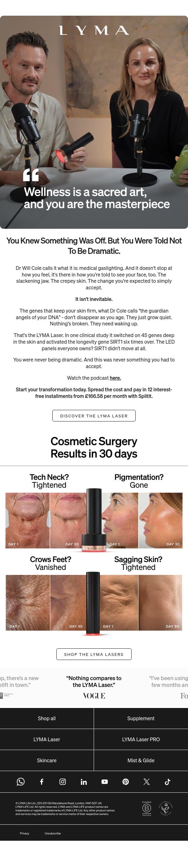 No One Told You The Whole Story. email from LYMA screenshot