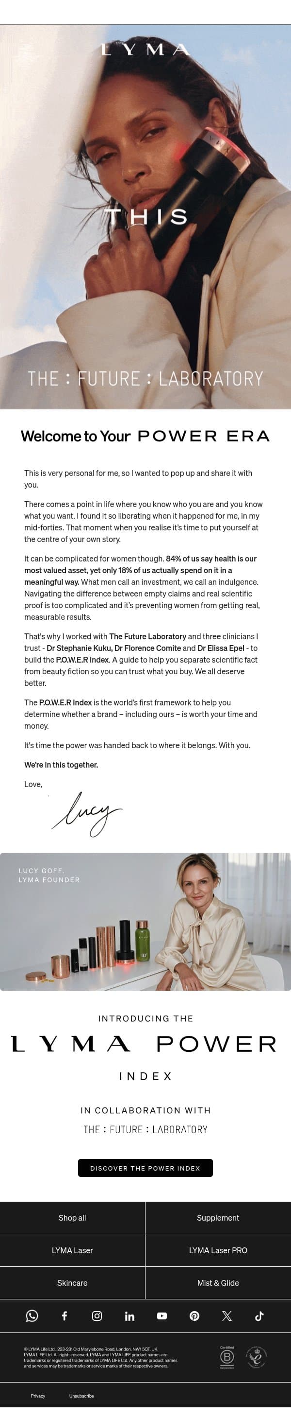 A Note From Lucy: We All Deserve Better email from LYMA screenshot