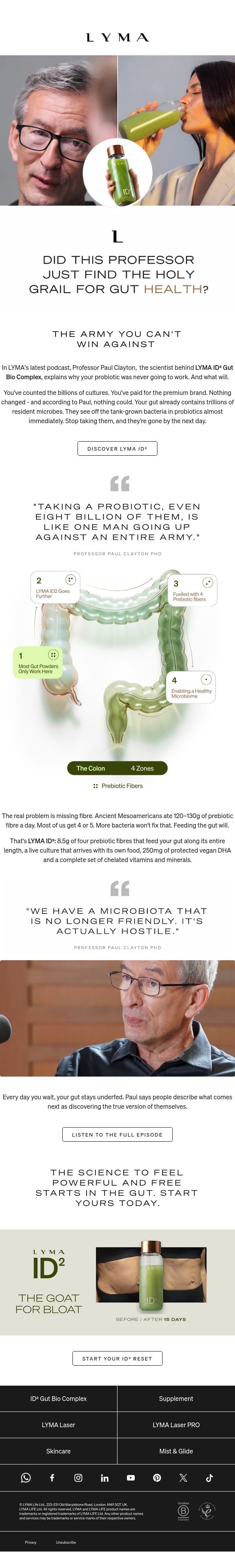 What Your Gut Has Been Missing (It's Not Bacteria). email from LYMA screenshot