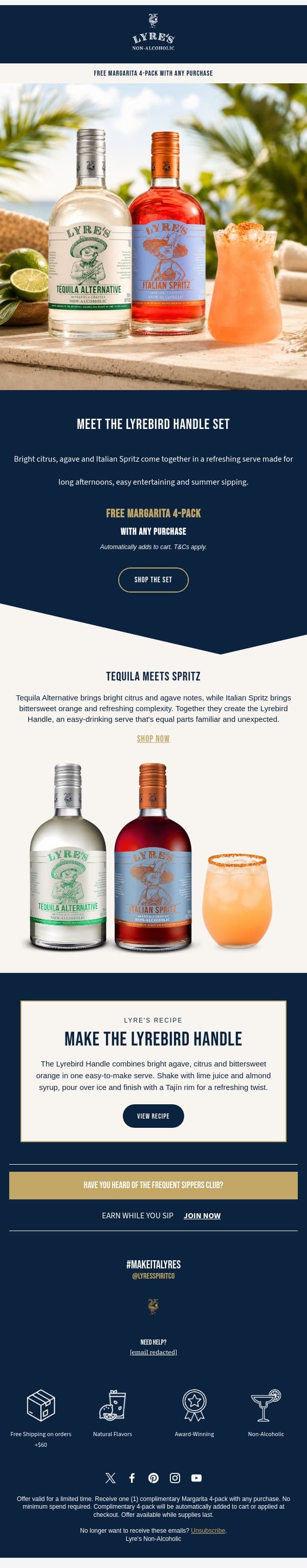 Meet the Lyrebird Handle Set 🍹 email from Lyre's screenshot