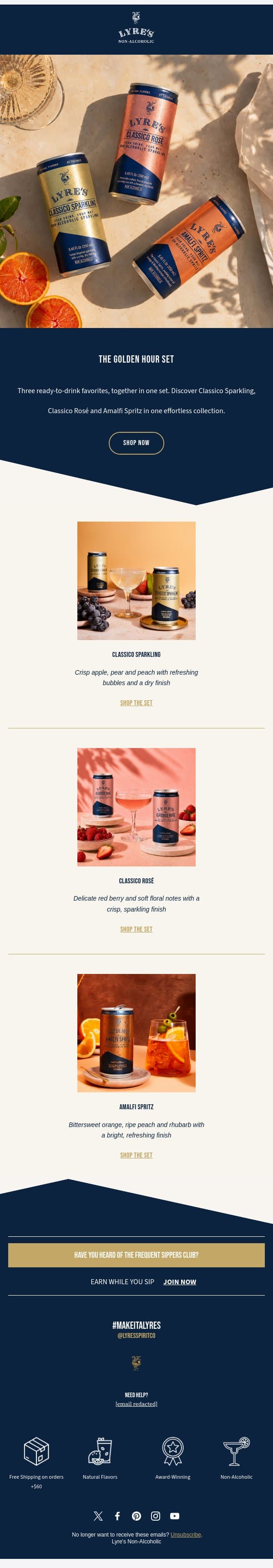 Introducing the Golden Hour Set email from Lyre's screenshot