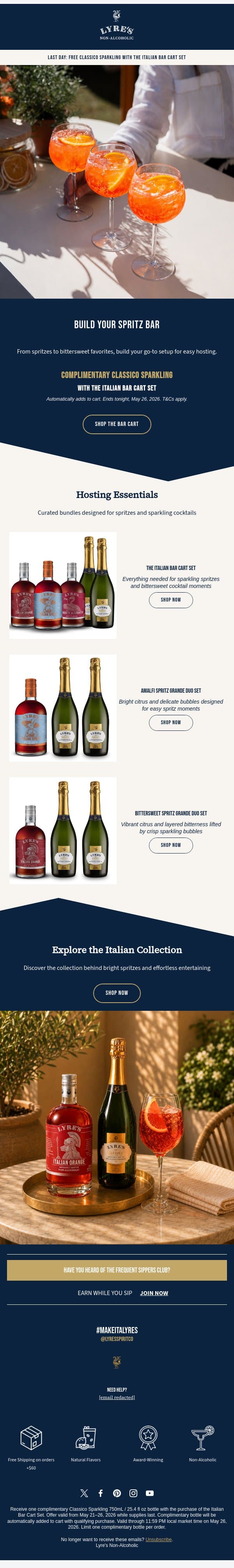 Build Your Spritz Bar email from Lyre's screenshot
