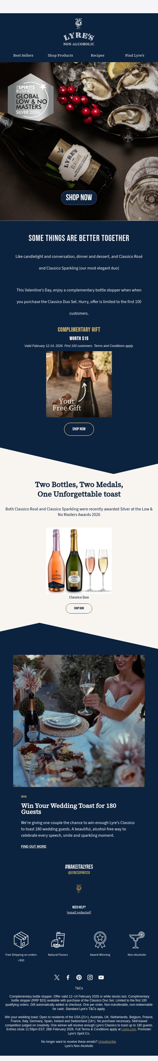 Enjoy Your Complimentary Gift with Classico Duo! email from Lyre's screenshot