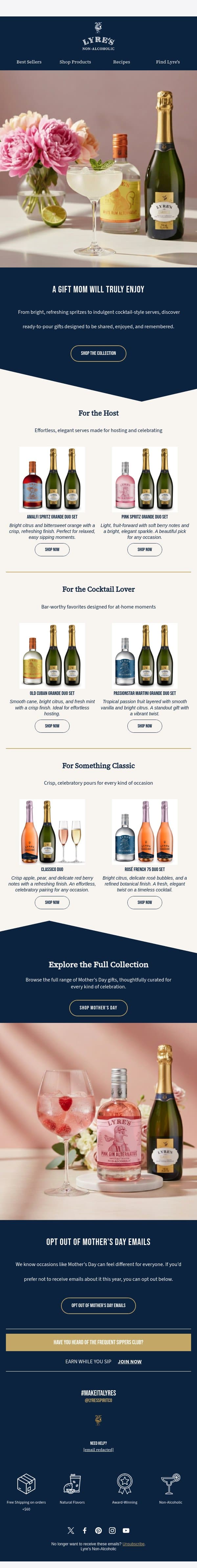 A Gift Mom Will Truly Enjoy 🥂 email from Lyre's screenshot