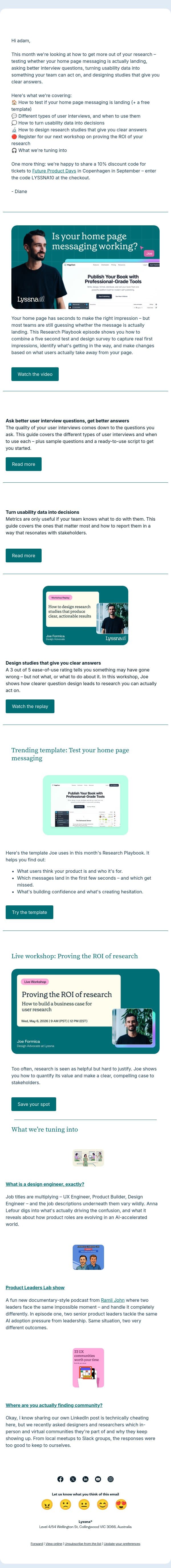 Why your research isn't giving you clear answers email from Lyssna screenshot