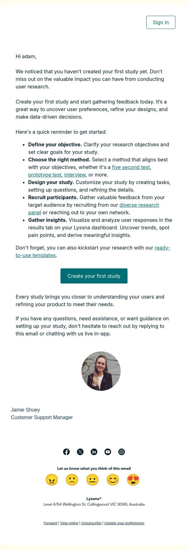 Maximize your success with user insights in Lyssna 📈 email from Lyssna screenshot